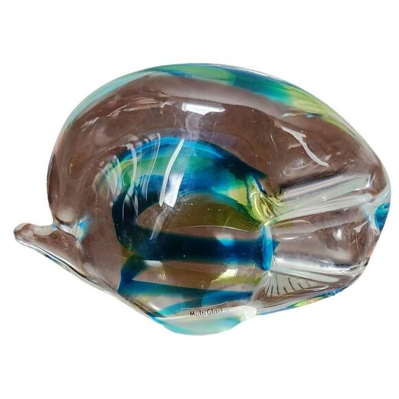Multi Glass Hand Craft Murono Style Glass Fish set of 2 6.5"x4" 5"x3.5" - Picture 3 of 10